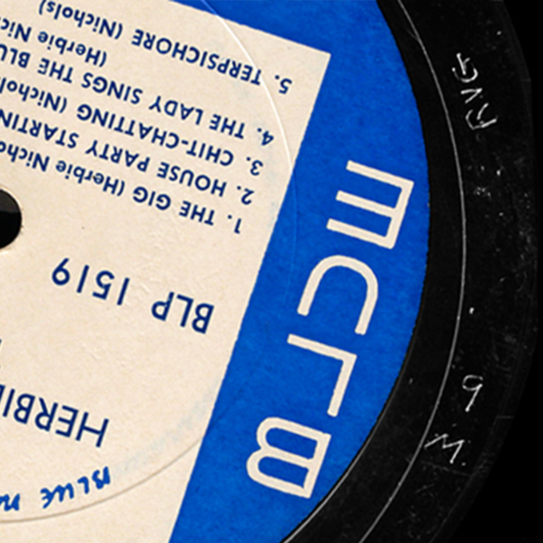 Vinyl record label close-up